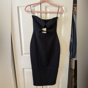 Zara Black Strapless Cutout Midi Dress